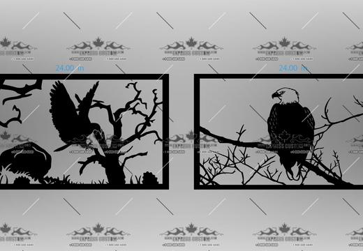 WJ318-GI-BC19-- TWO EAGLE SCENES - RECTANGULAR
